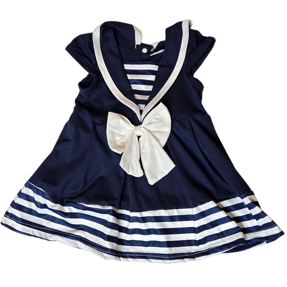 Unbranded Navy Blue Baby Girl's Sailor Dress 6-9 Months